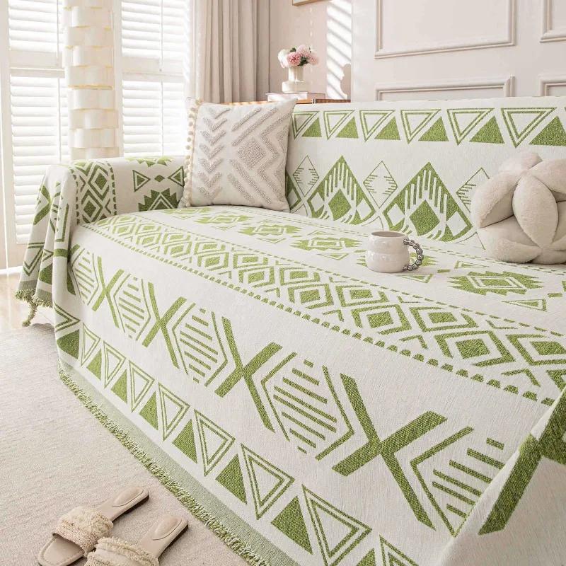 Four-Season Sofa Towel Home Decoration Non-Slip And Anti-Grab Sofa Cover Chenille Cover Geometric Art High Sense