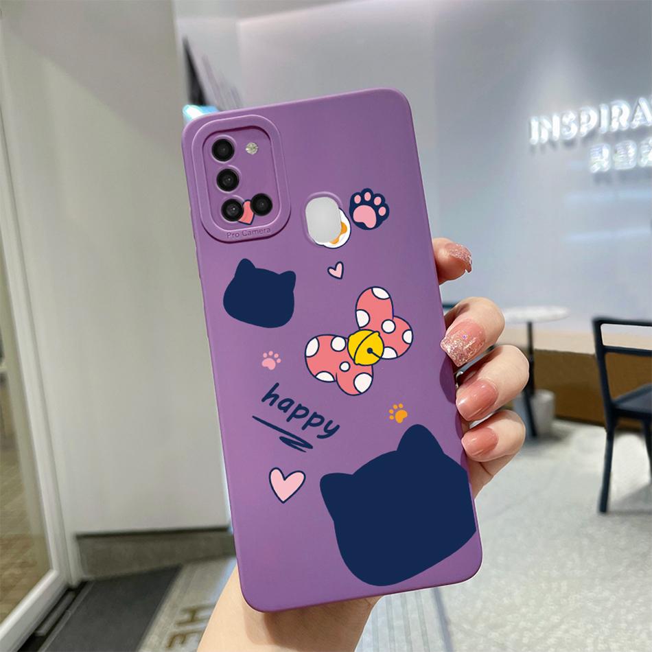 For Samsung Galaxy A21s Case Purple Lavender Flower Camera Protector Soft Phone Cover For Samsung A21s 6.5" SM-A217F A 21 s Case