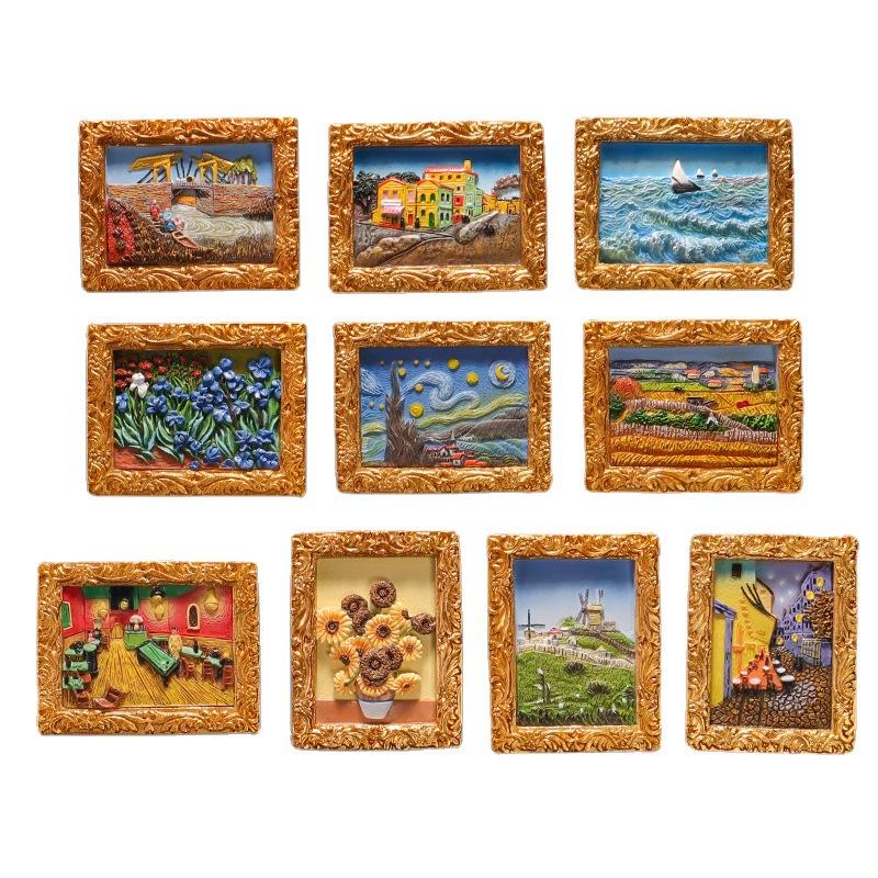 Van Gogh Refrigerator Magnets Cartoon Magnetic Stickers Handmade Resin Crafts Cute Souvenir Fridge Magnet Gift For Kids Birthday
