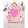 Girls' Round Neck Sweatshirt with Heart Cartoon Frog Print, Christmas Outfit, Suitable for Casual Wear