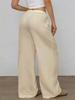2026 Women's Pure Cotton Loose Solid Color Elastic Waist Wide-Leg Casual Pants