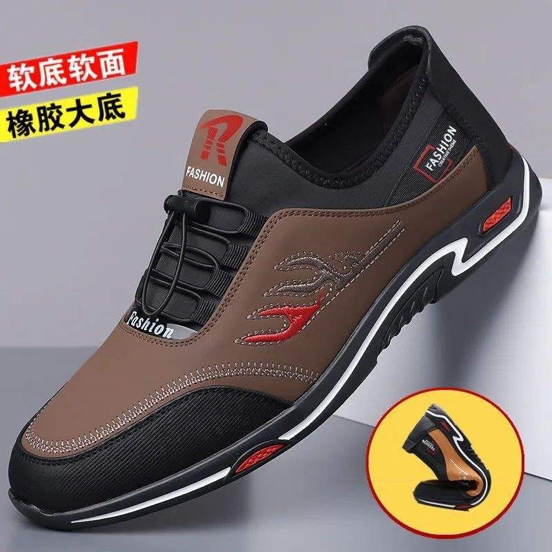 Soft leather men s shoes four seasons leather shoes pedal trend driving non-slip soft sole wear-resistant casual shoes 39