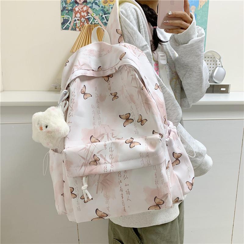 Butterfly Printed Backpack for Women, New Travel Backpack for Middle and High School Students, Schoolbag for Women