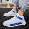 Men's White High-Top Leather Casual Sneakers Non-slip Platform Shoes