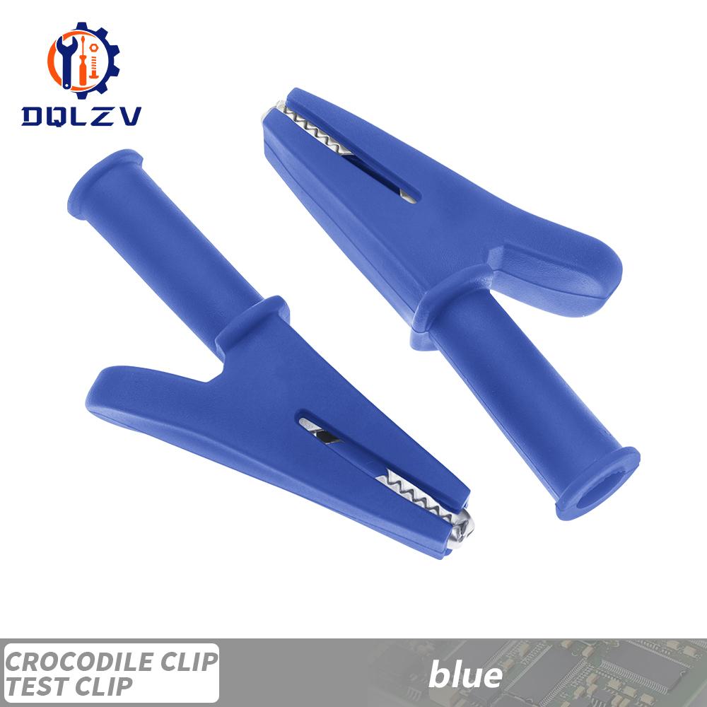 

5PCS 30A 1000V Plastic Opening 10MM Round Handle Crocodile Test Adapter Clip Probe Pen Test Alligator 4mm Banana Plug Insulated синій