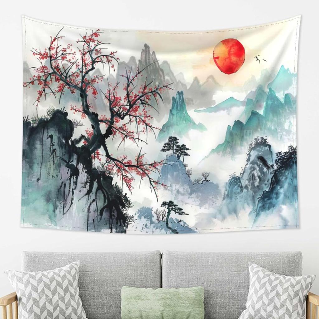 Black And White Tapestry Starry Night Mountain Tapestries For Bedroom Aesthetic Moon And Stars Tapastry'S Wall Hanging Dark
