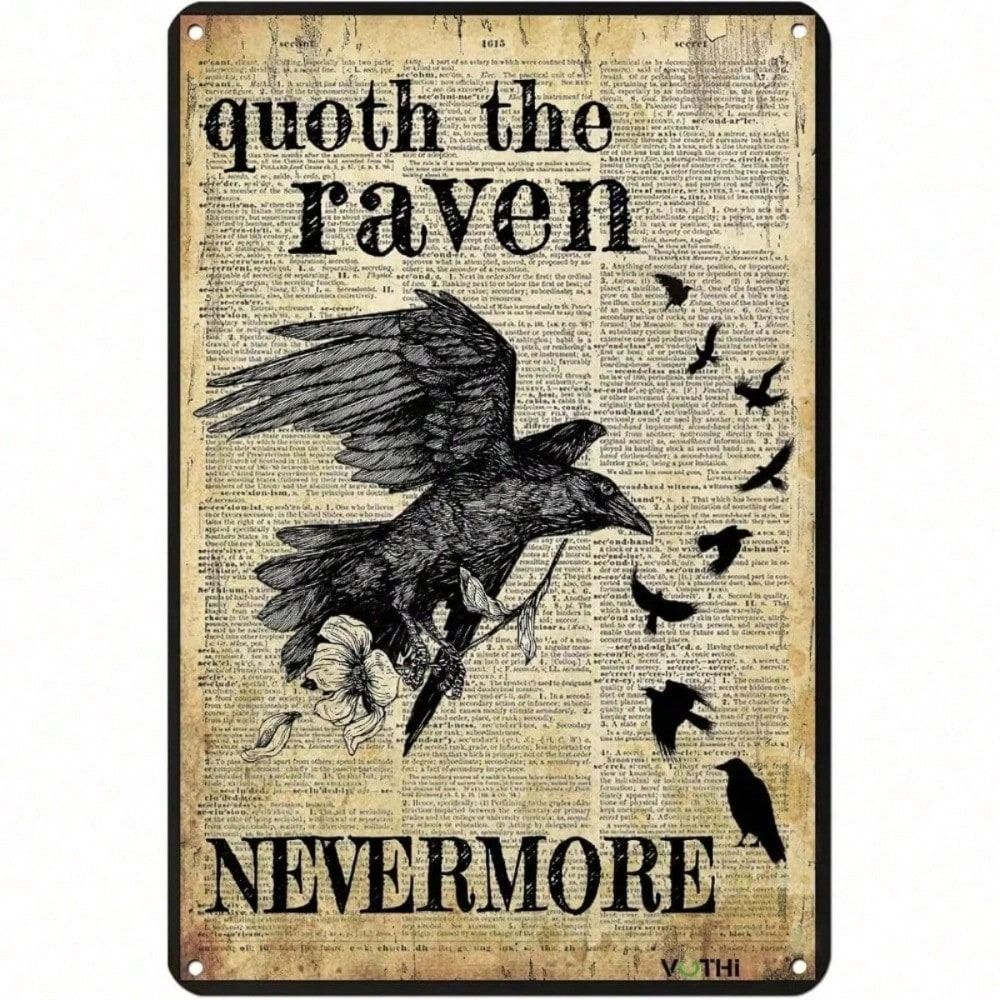 Gothic Crow Vintage Metal Wall Art Halloween Home Decor