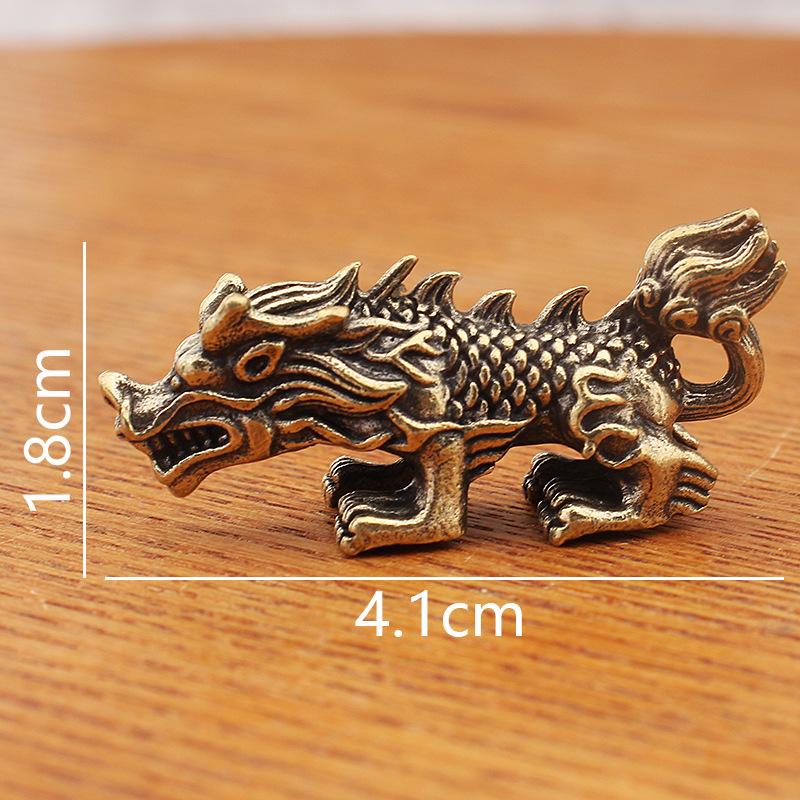 Devět synů draka - Vintage doplňky z masivní mosazi a závěsné ozdoby, Yazi a Taotie stolní dekorace a hračky, mosazné řemeslné výrobky