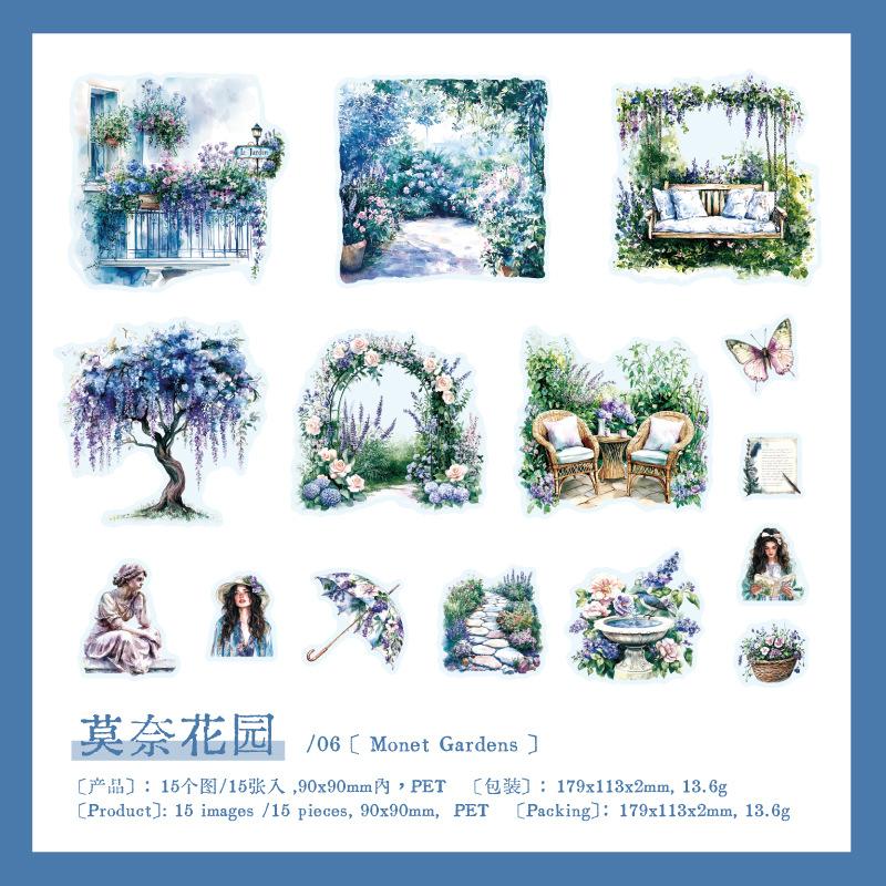 

15pcs/1lot Kawaii Scrapbook Stickers Farewell to the afternoon Junk Journal Gold Planner Stationery Sticker Planner Decorative