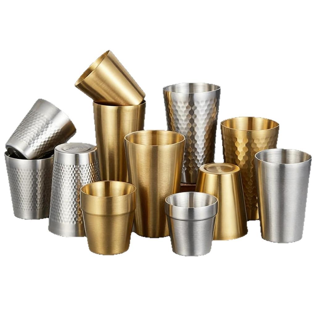 Korean Style Double Wall Hammered Stainless Steel Cup - Insulated & Drop-Resistant for Outdoor Use