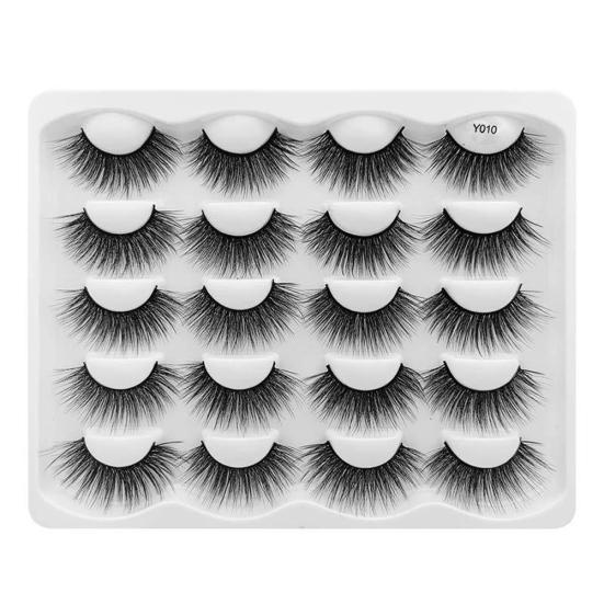 10Pairs 3D Long Faux Mink Fur Thick False Lash Eyelashes Extension Eye Makeup