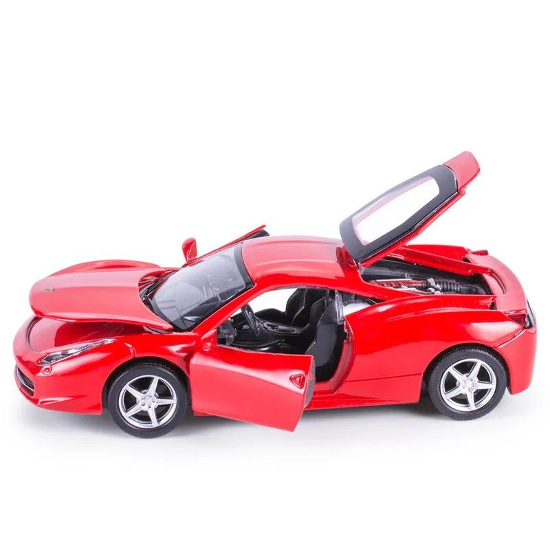 1/32 Ferrari 458 Supercar Alloy Muscle Car Model Sound and Light Pull Back Children's Toy Collectibles Birthday Gift