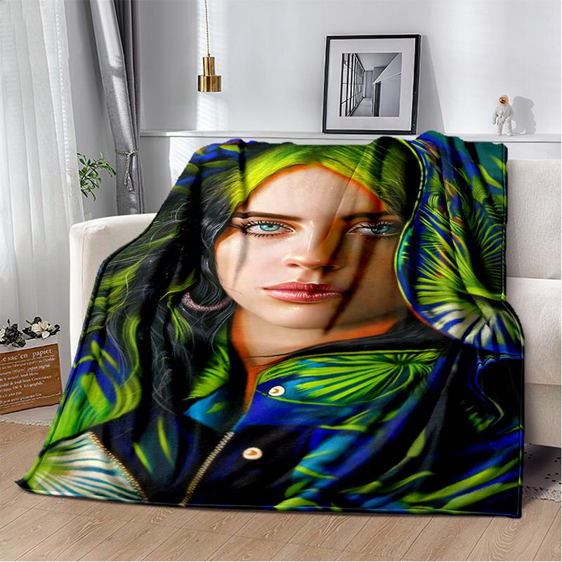 3D Hit Me Hard and Soft Billie Eilish Zpěvačka Měkká flanelová deka na postel, ložnici, pohovku, piknik, přehoz na přikrytí, dárek pro děti