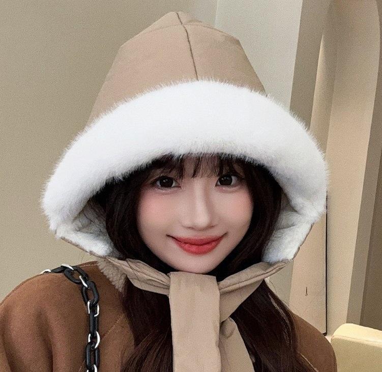 Little Red Riding Hood Cute Girl Winter Down Cotton Waterproof Bag Dual-purpose Ear Protector Lei Feng Hat Korean Thickened Thermal Hat