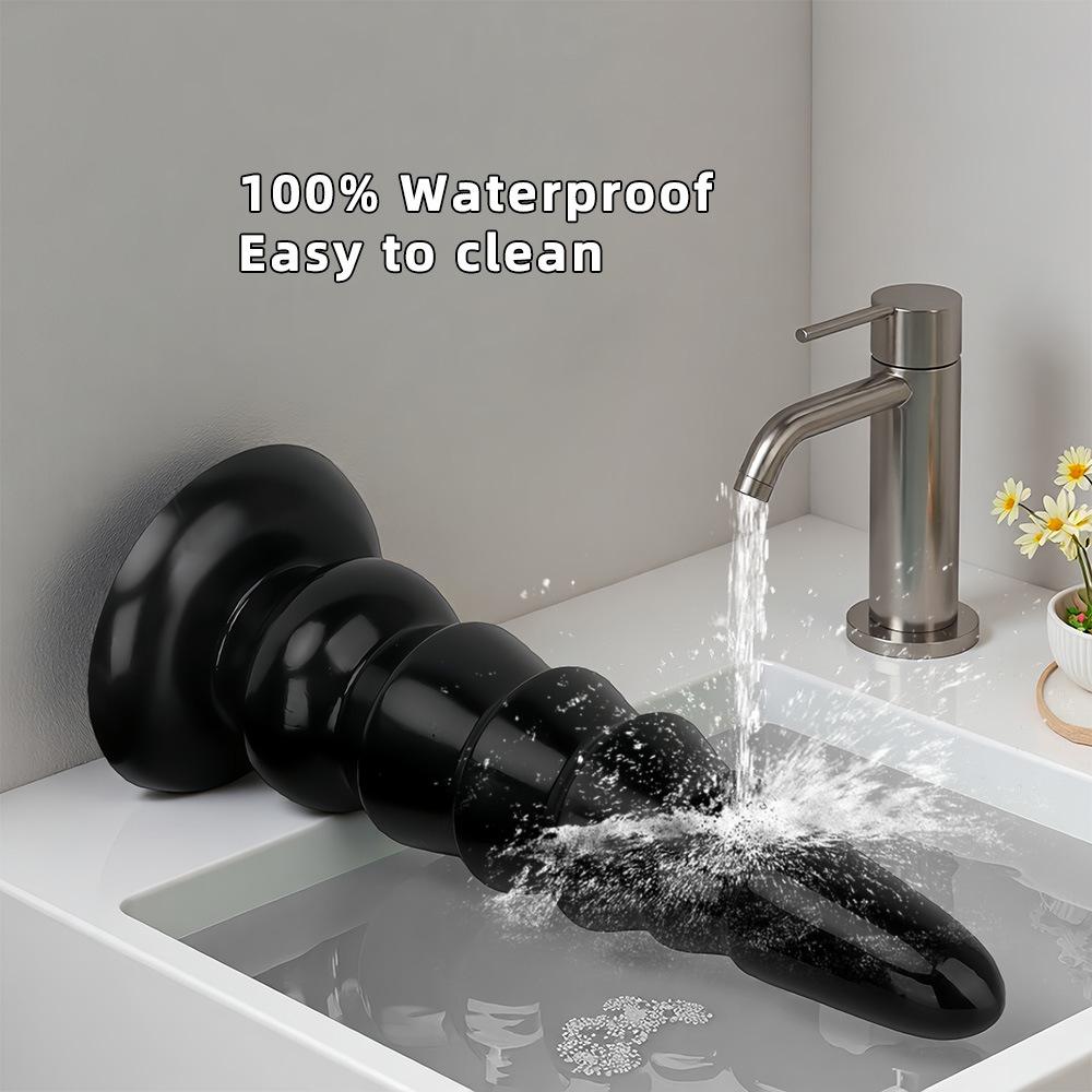 Giant Black Anal Sex Toy with Suction Cup, Tapered Silicone Butt Plug for Men and Women, Anal Trainer