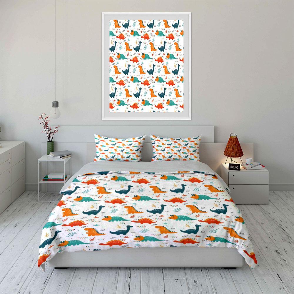 Cartoon Dinosaur Bedding Set Kids Multiple Sizes Kid'S And Adults' Bedroom Exquisite 3Pc Bedding Set, Gift