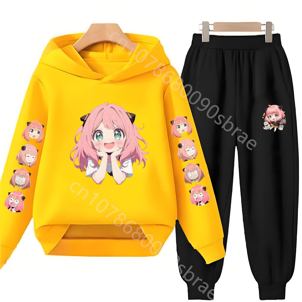 Kinder Anzug Hoodies Oberteil+Hose Mädchen pink Junge schwarz Alter 3-12 Jacke Freizeit Kleinkind Sweatshirt Anime Spy X Family Kleidung