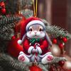 Christmas Ornament 2D Acrylic Dog Bear Bee Rabbit Rooster Hanging Decoration Cartoon Animals Xmas Tree Pendant for Home Party Decor
