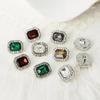 2Pcs Square Diamond Buttons Alloy Coloured  Hand-Sewn Buttons Spot Wholesale Diy Coat High-Grade Button Decorat