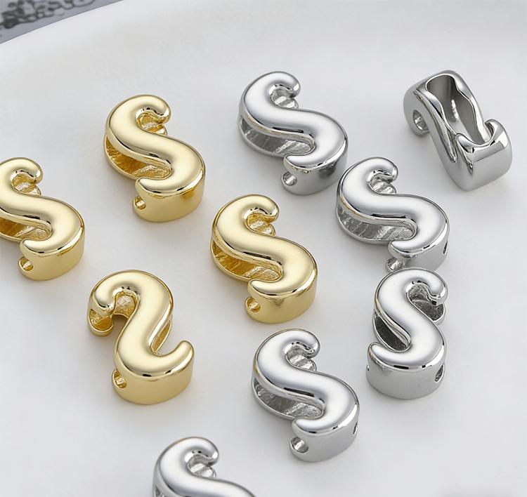 1pc Alphabet Bead Polished Design Mini 3D Bubble 26 Letter Charm for DIY Necklace Bracelet Jewelry Making