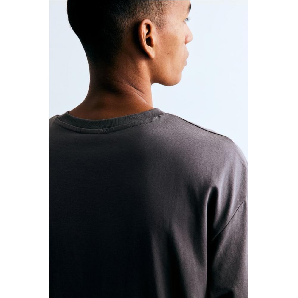 H M Loose FiT T sHirT Dark Grey