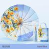 Spot three-fold retro color glue printed 16-bone parasol female weather and rain dual-purpose anti-ultraviolet folding sun umbrella