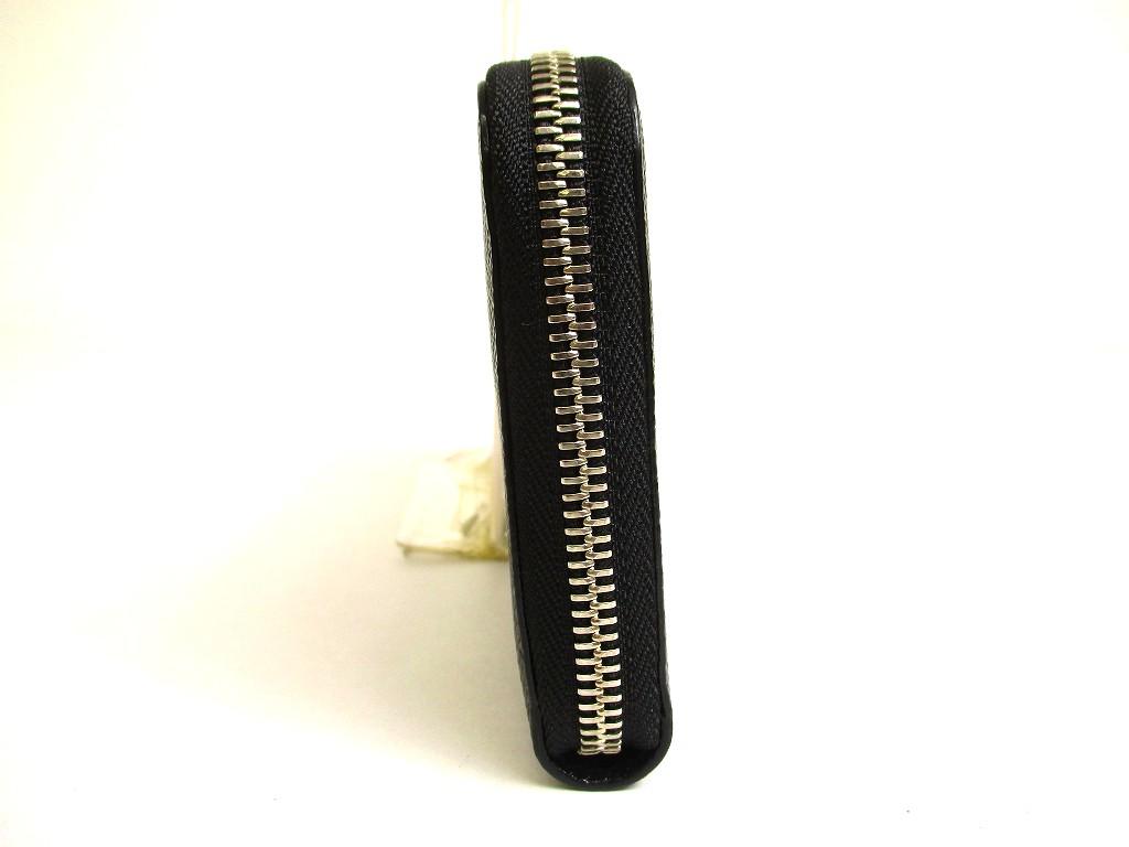 Authentic BVLGARI BVLGARIBVLGARI Black Leather Round Zip Long Wallet #a970  Pre-owned