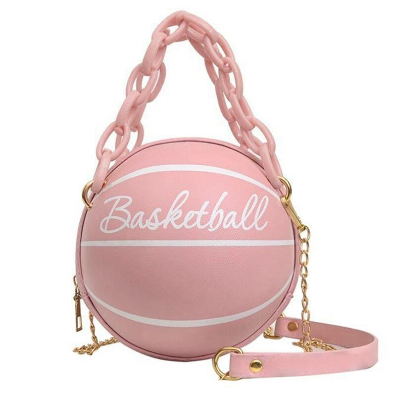 2026 Crossbody Bag New Network Red Personality Fun Pink Ins Versatile Chain Football Basketball Shoulder Bag Small Round Bag
