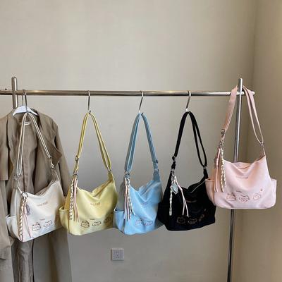 Small Fresh and Sweet Messenger Bag Women's Large-capacity Soft Leather Texture Casual Shoulder Bag Cute Flower Foreign Tote Bag