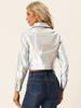 Allegra K Women's Silver Biker Jacket, Long Sleeve, Holographic Shiny Metallic, Button-Down, with Collar, Size M
