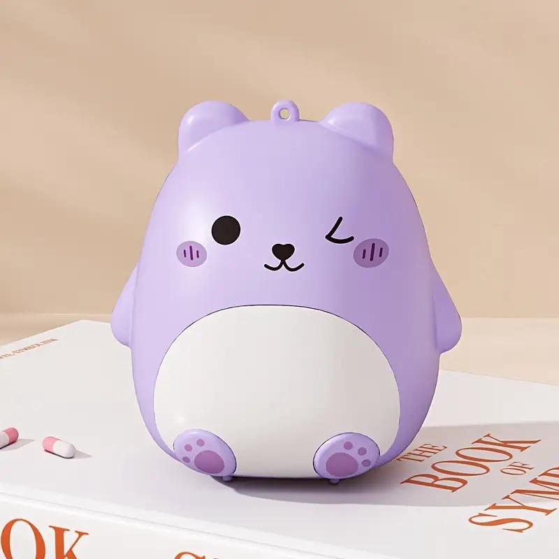 

Cute Bear Portable Pill Box, sealed compartments with large capacity, suitable for home and travel. 1pc фіолетовий