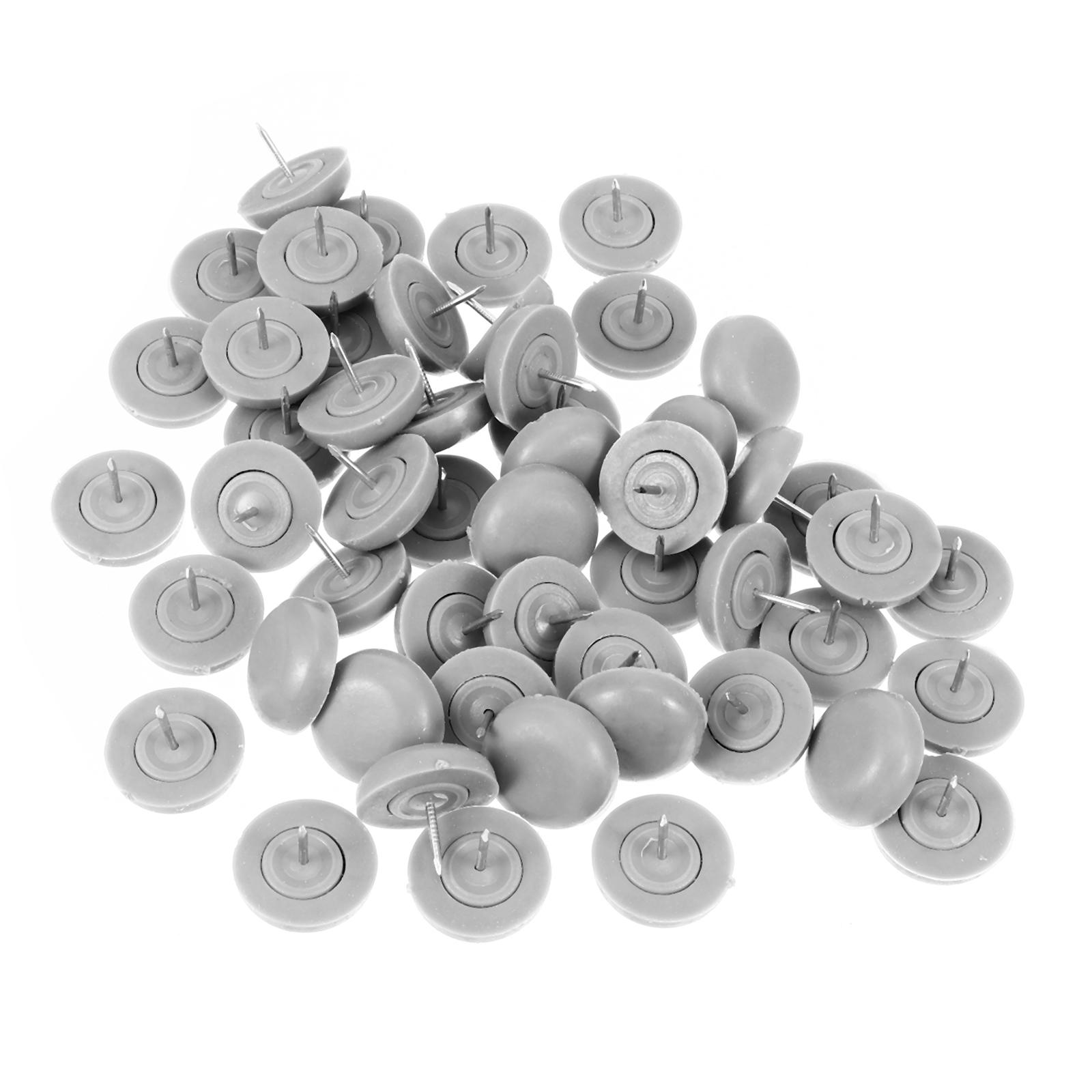 

50pcs Anti-Sliding Glide Pads Nail-On Floor Protector For Furniture Chair Table Legs Furniture Leg Bottom Round Pvc Head сірий