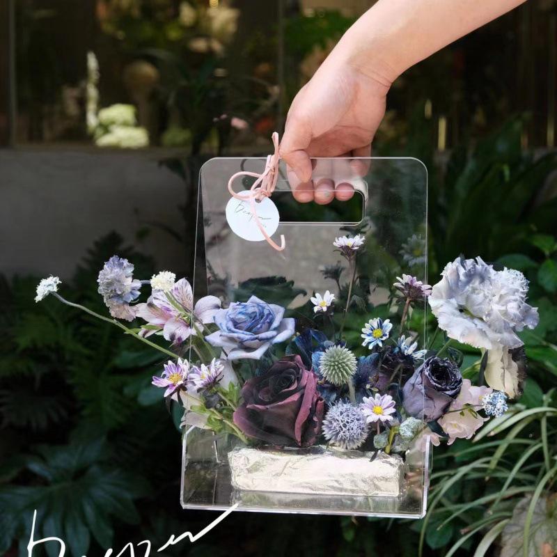 Transparent Flower Bags Handheld Vase Acrylic Flower Basket High-End Floral Arrangement Clear Modern Decorative Vase