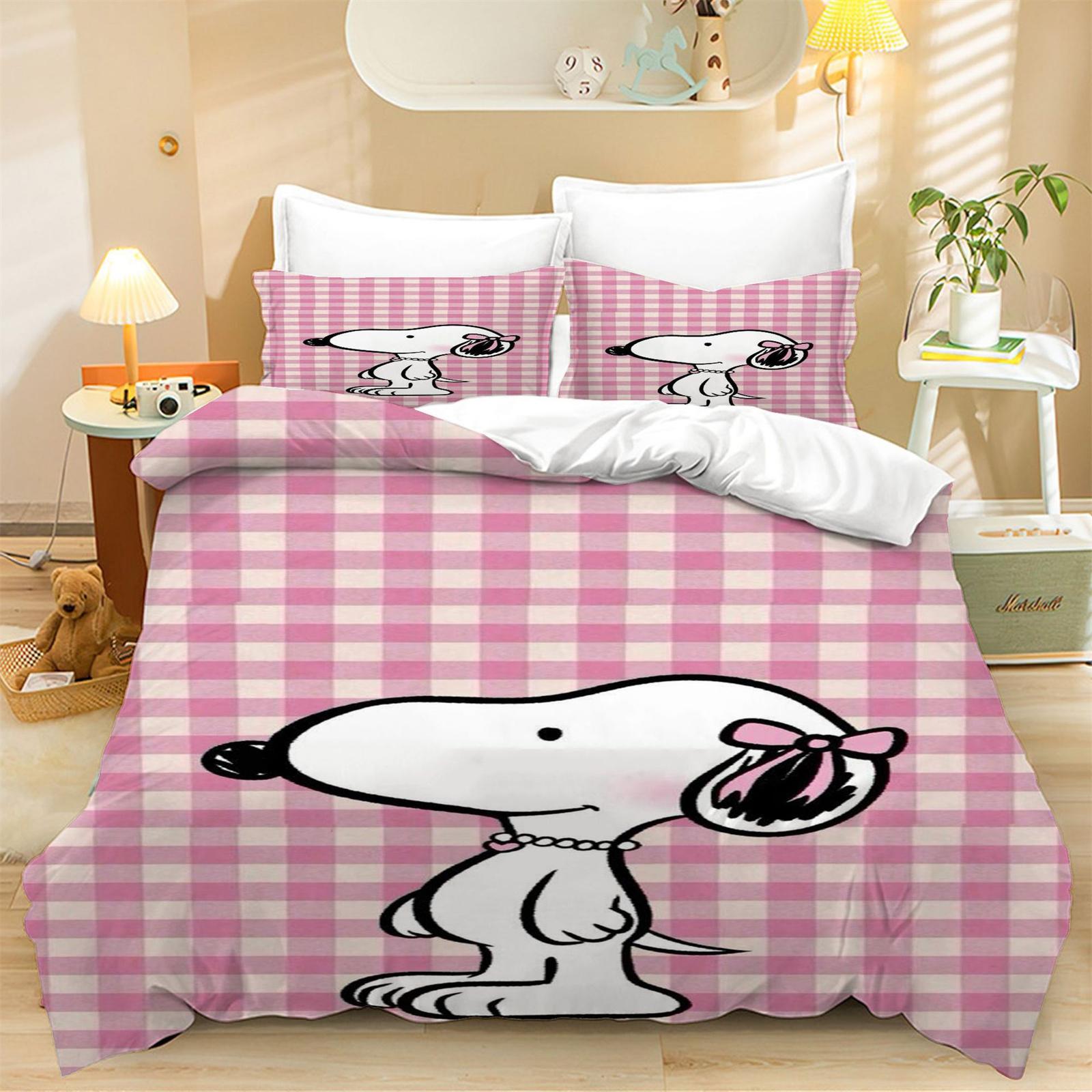 

Cute Cartoon Snoopy Themed Duvet Cover Set with PillowCase 75*50, 2 Piece Comforter Set, Boy and Girl Bedroom Bedding Set Gifts 135x200cm