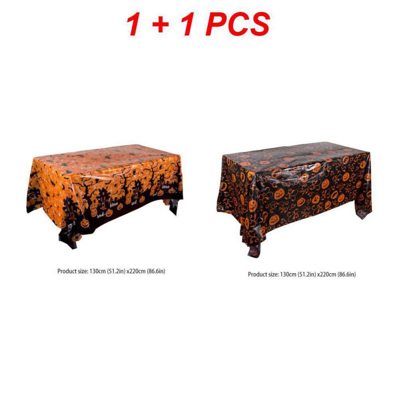 1/2pcs Halloween Tablecloth Pumpkin Spider Web Bat Ghost Table Cover Clothes Festival Party Home Table Decoration Tableware