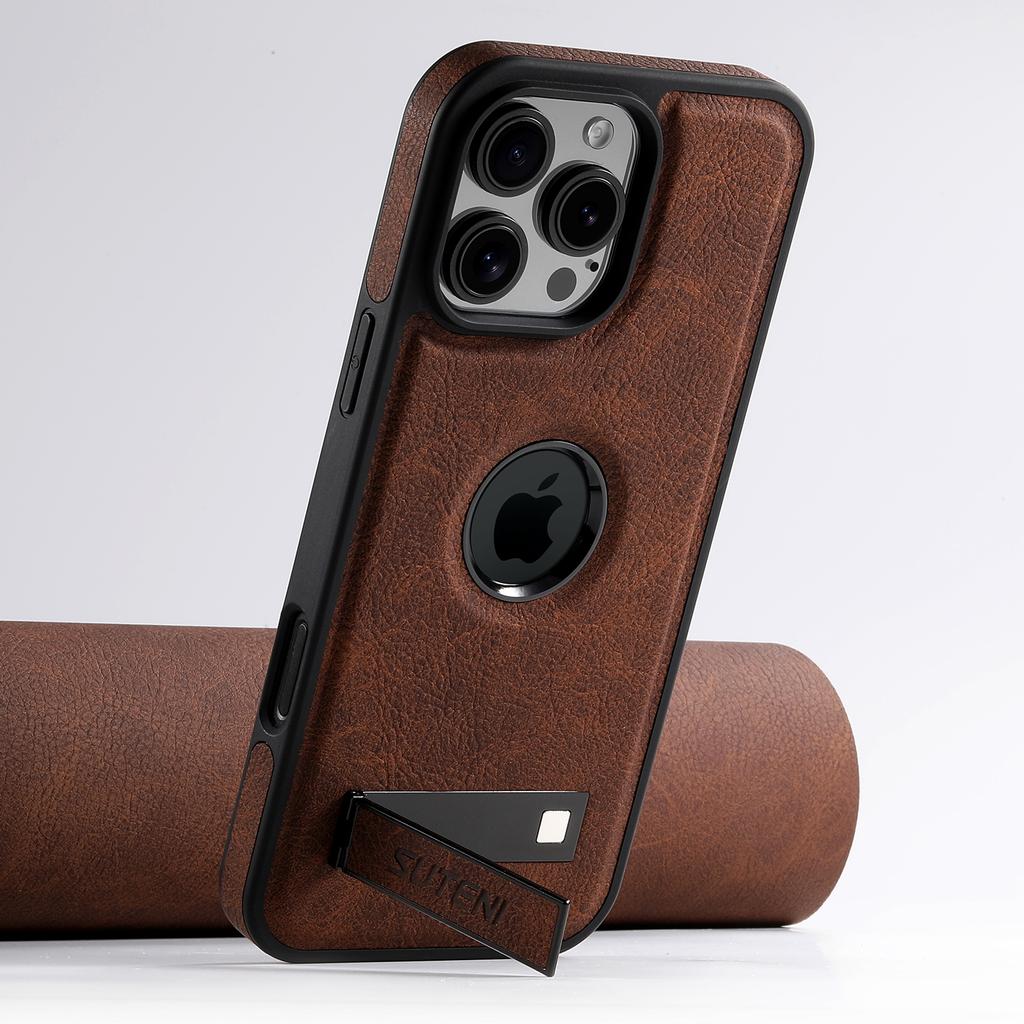 SUTENI G2 dla iPhone 16 Pro Magnetyczne Etui Podstawka Tekstura liczi Skóra+TPU Pokrowiec