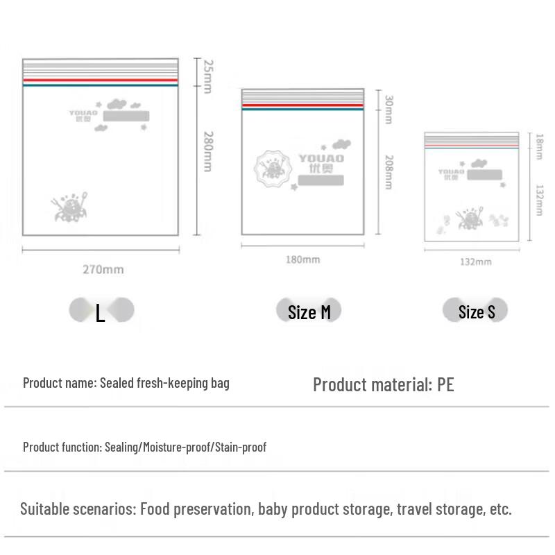 YOUAO Double-Seal Ziplock Storage Bags