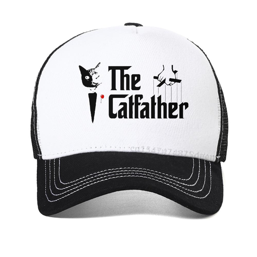 The Catfather Cat Cool Printing Men Women Breathable Baseball Cap Casual Comfortable Fashion Mesh Snapback Hat Mesh Trucker Hats