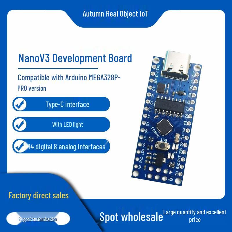 Nano V3.0 Microcontroller Board with Atmega328P - Soldered and Enhanced Version Compatible with Arduino