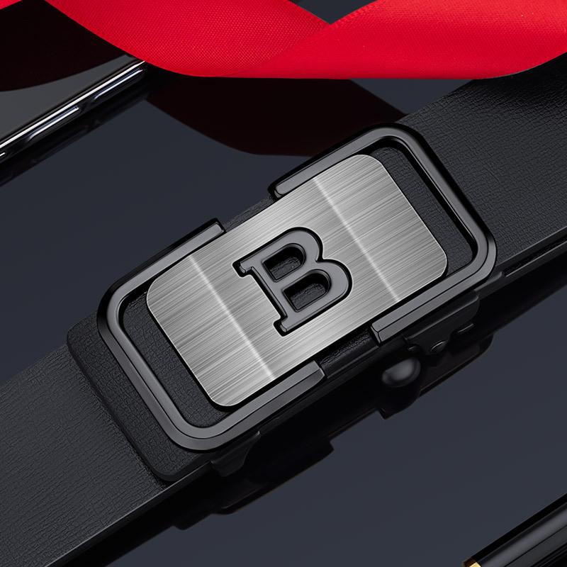 

Новый кожаный ремень для мужских брюк из натуральной кожи, модный кожаный ремень с автоматической пряжкой без зубцов для молодых мужчин, для делового и повседневного стиля 115cm