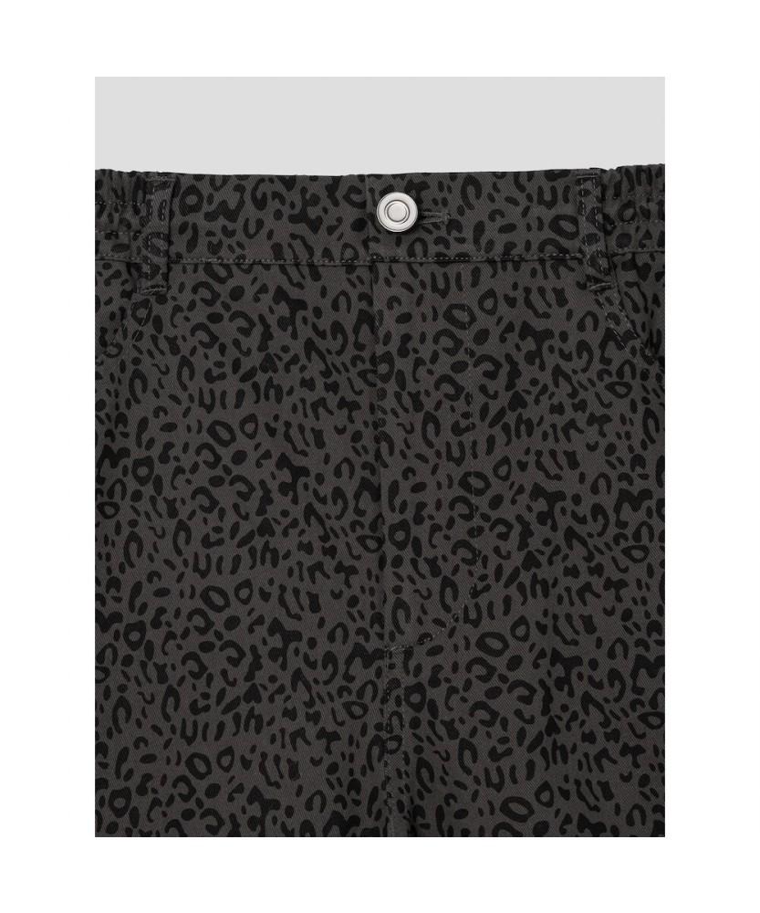 Saendeusaundeu (Unisex) Leopard Wide Oval Elastic Waist Pants Ash