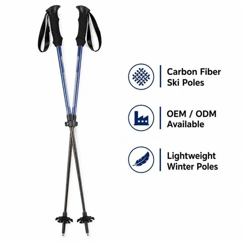 Zeroring Womens Adjustable Aluminum Carbon Ski Poles Lightweight Touring Snow Poles With Soft Grip чёрный