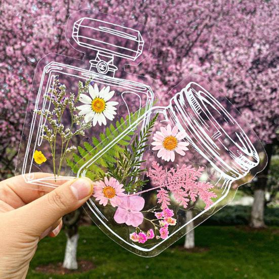 20 Pcs DIY Handmade Transparent Dried Flower Bookmark Clear Jar Bottle Shaped Stickers for Pressed Flowers Page Clips Bookmark