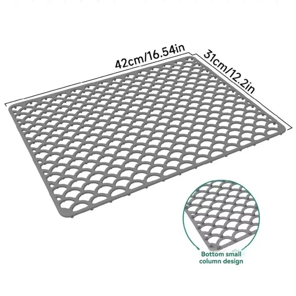 

Foldable Tableware Drainage Drying Mats Silicone Desk Pad New Dishes Drying Mats Household 42cm Grey