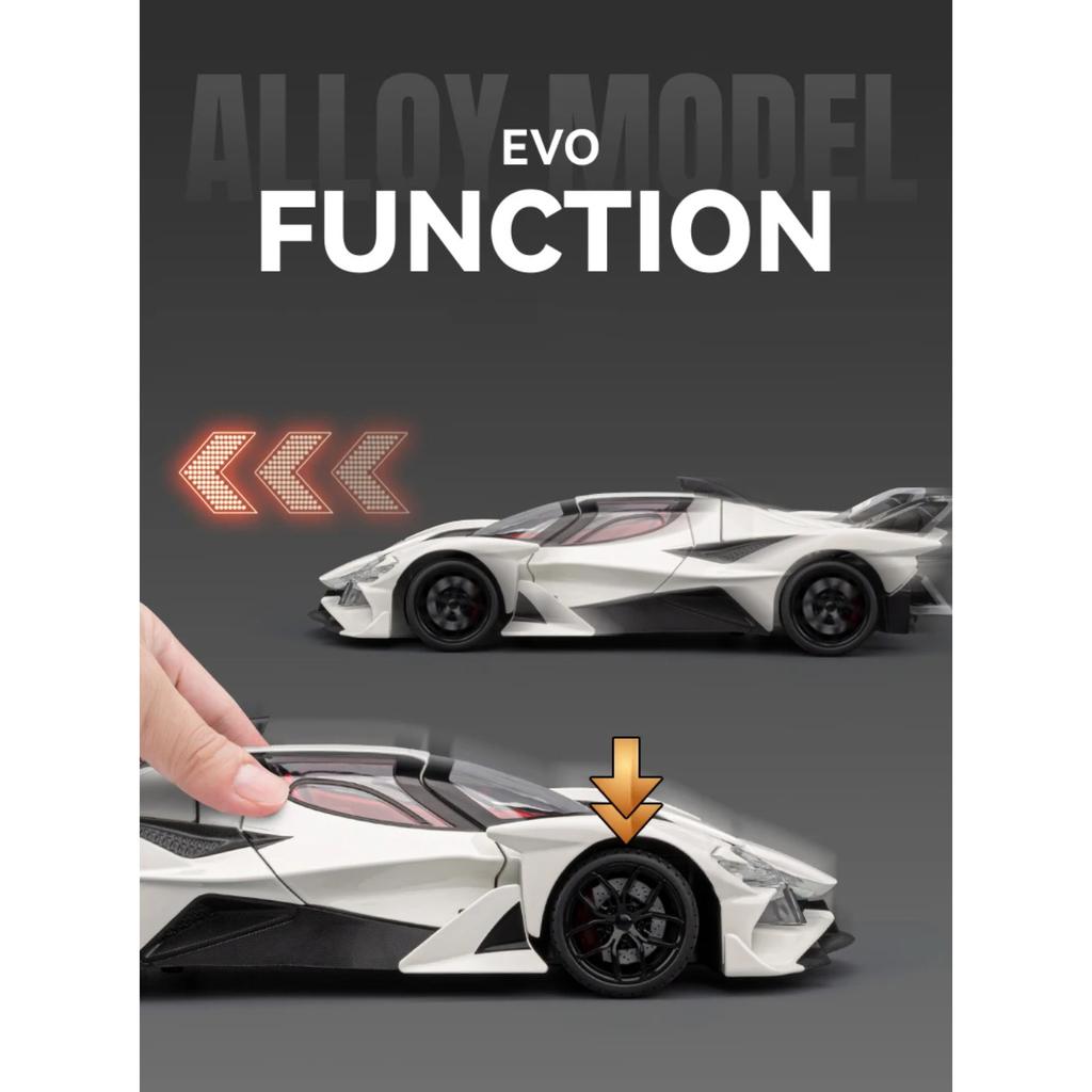 1/18 Apollo Project EVO Supercar Diecast Alloy Metal Model Toy Car Sound & Light High Simulation Home Decorations Birthday Gifts