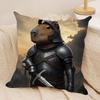 Samurai Ritter Capybara Kissenbezug Seidiger Kurzer Plüsch Versteckter Reißverschluss Staubdicht Sofakissenbezug Für Heimdekoration