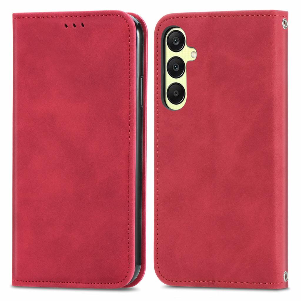 For Samsung Galaxy A25 5G (Global) (161.0 X 76.5 X 8.3mm) Case Skin Touch Feeling Card Slot Leather Phone Cover Stand Magnetic Absorption