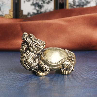 Large Brass Dragon Turtle Ba Xia Desktop Ornament Home Office Fortune Decoration Collectible Tea Pet Old Copperware Wholesale