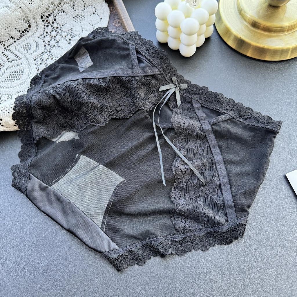 Ladies Spring and Summer Net Yarn Back Hollow Shiny Ice Silk Triangle Briefs