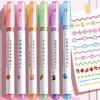 6Pcs Colored Curve Highlighter Pens Set 6 Shapes Roller Tip Marker for Journaling School Supplies